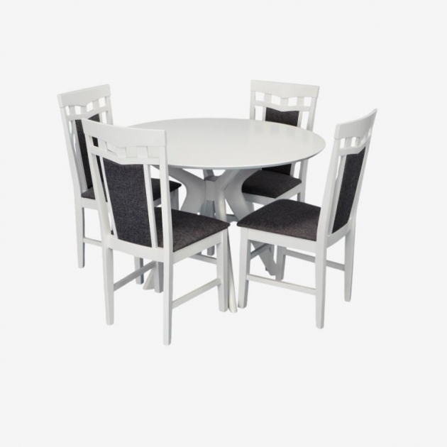 Raffles Round White + 4 Deepa R White/NV-10WP Grey